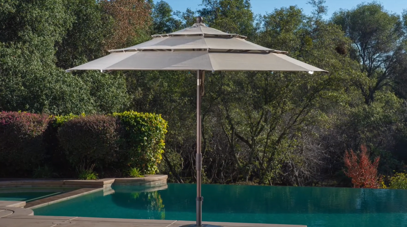 Activa ProShade 11ft (3.3m) Wood-Look Aluminium Market Umbrella in Cast Shale