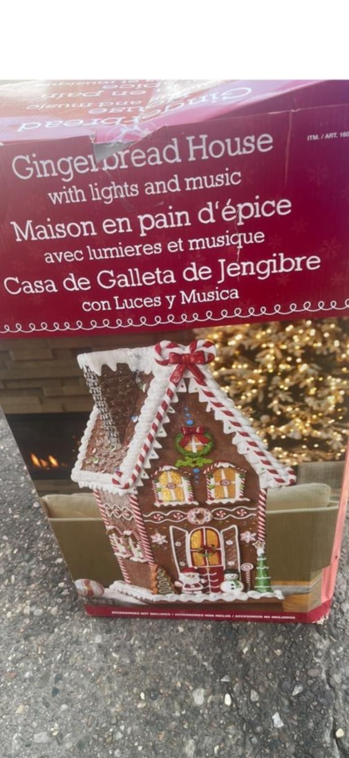 25″ Gingerbread House with Lights & Music