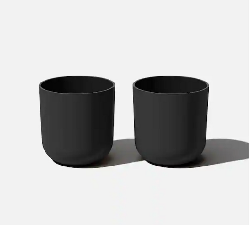 Kona 15 in. Round Black Plastic Planter (2-Pack)