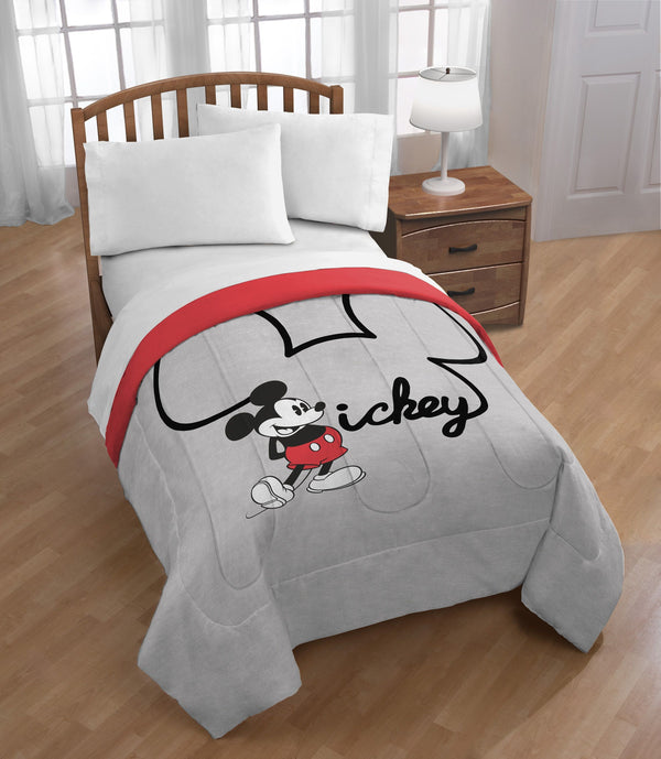 Disney Mickey Mouse Twin/Full Reversible Cooling Comforter, Gray/Red