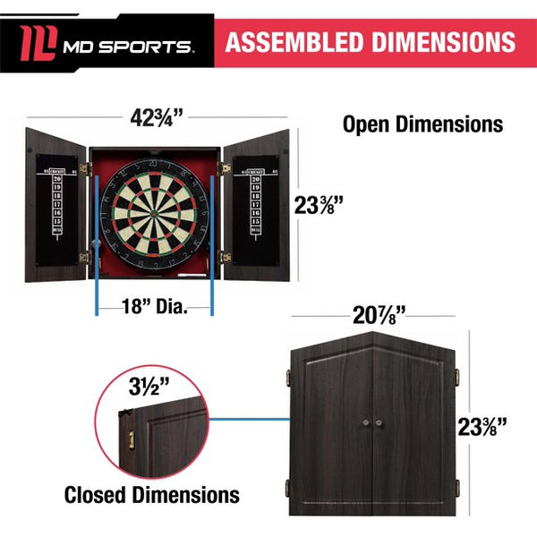 MD Sports Burnham Bristle Dartboard Cabinet Set