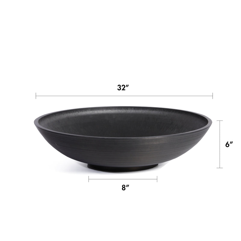 32" Veradek Lane Resin Bowl Black Planter, Black