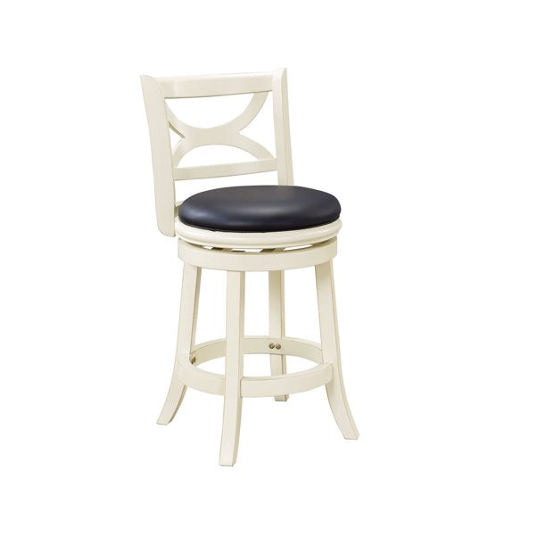 24" Boraam Florence Bar Stool with 360-Degree Swivel, Distressed White