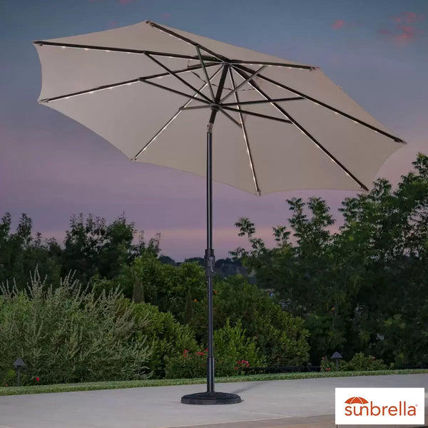 SunVilla 10ft Aluminium Auto-Tilt 56 LED LIGHTED  Umbrella in Pebble