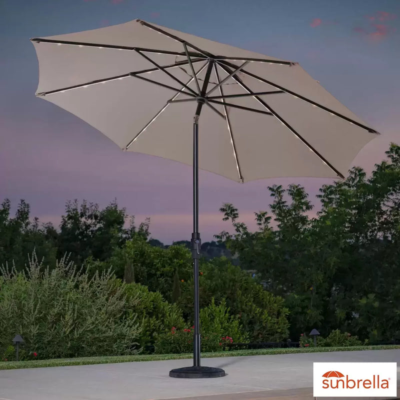 SunVilla 10ft Aluminium Auto-Tilt 56 LED LIGHTED  Umbrella in Pebble