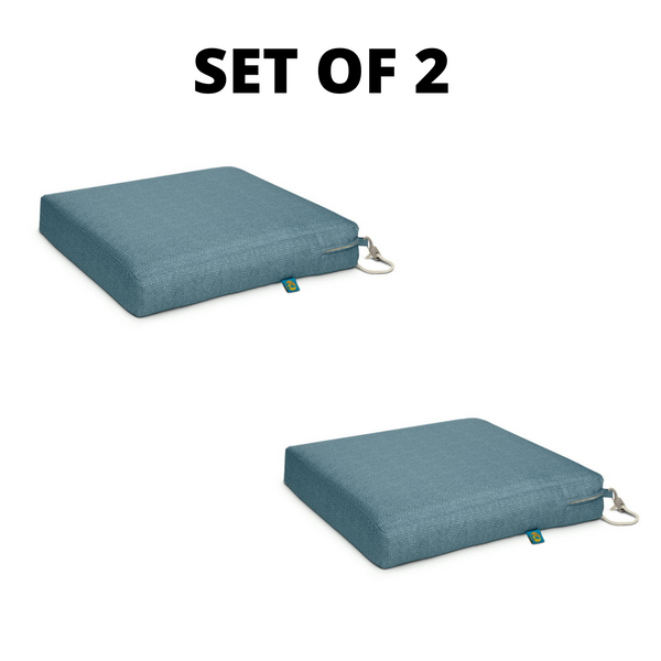 SET OF 2 Outdoor Dining Seat Cushions, 21 x 21 x 3 inch, Blue Shadow