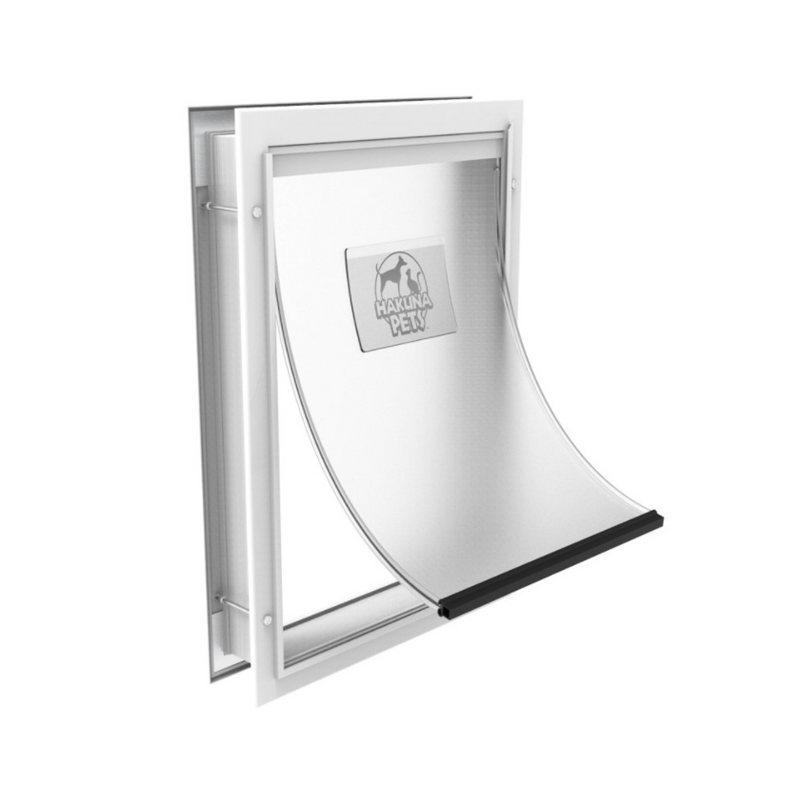 Hakuna Large Deluxe Aluminum Pet Door for Dogs & Cats, Flexible Flap Size 16.1 in x 11.4 in