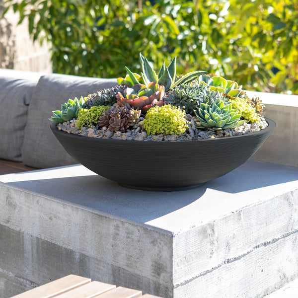 32" Veradek Lane Resin Bowl Black Planter, Black