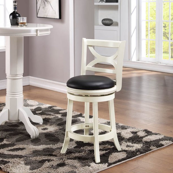 24" Boraam Florence Bar Stool with 360-Degree Swivel, Distressed White