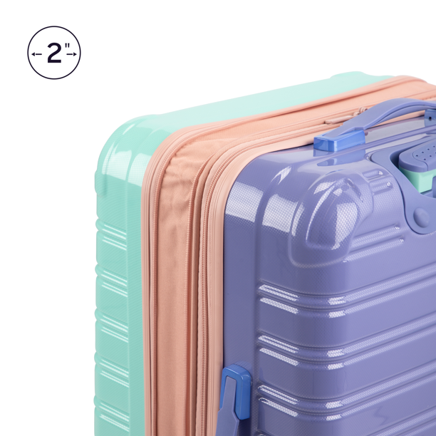 iFLY Hardside Luggage Fibertech 3 Piece Set, 20" Carry-On Luggage, 24" Checked Luggage and 28" Checked Luggage, Popsicle