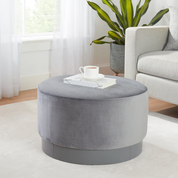 25" x 15.4" H Better Homes & Gardens Addison Round Ottoman, GRAY